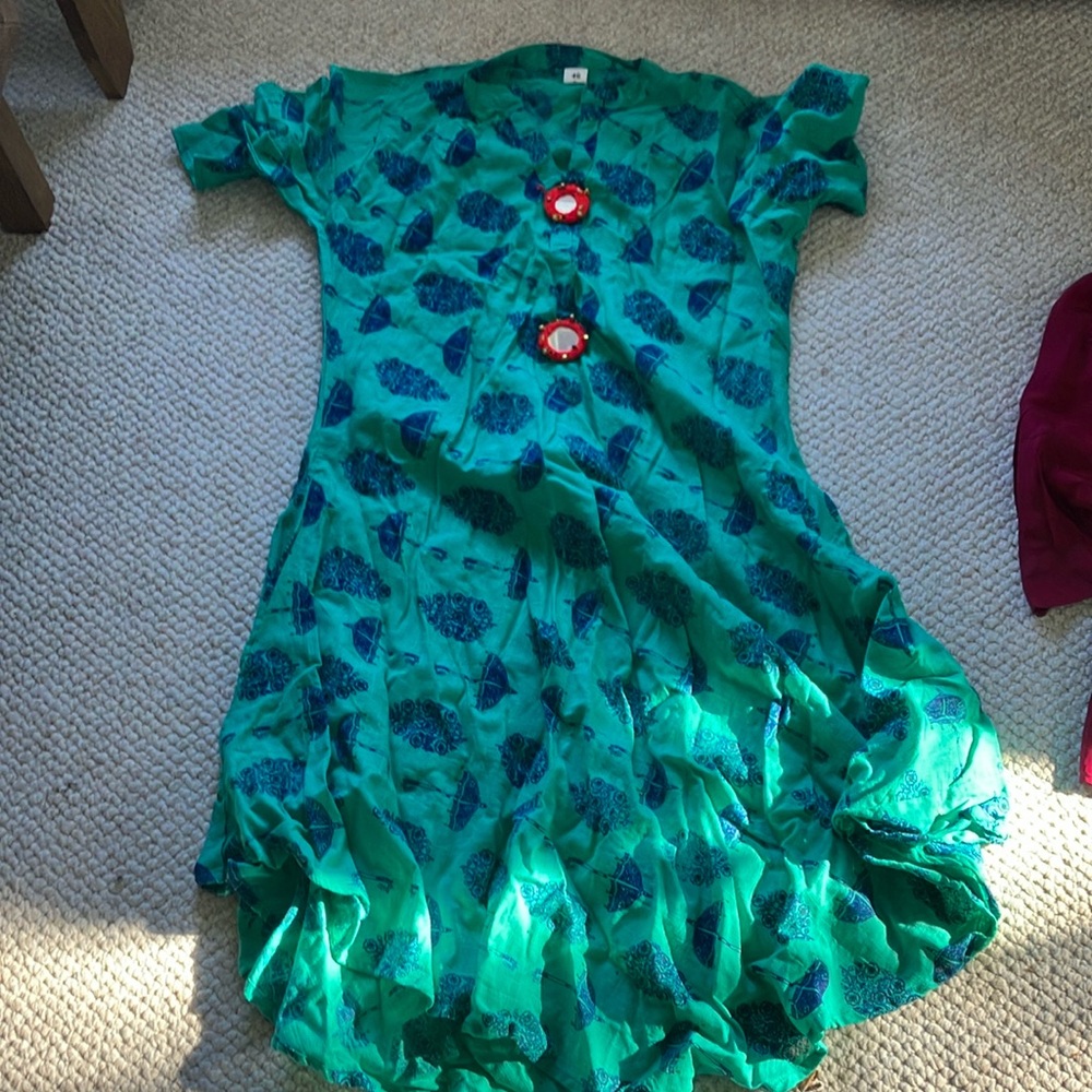 Green and blue dress